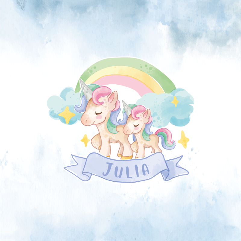 Customisable poster cute unicorn duo - TenStickers
