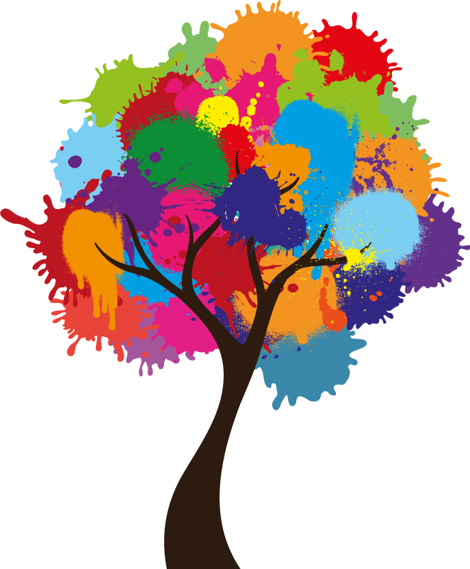Tree poster in vibrant splash colors - TenStickers