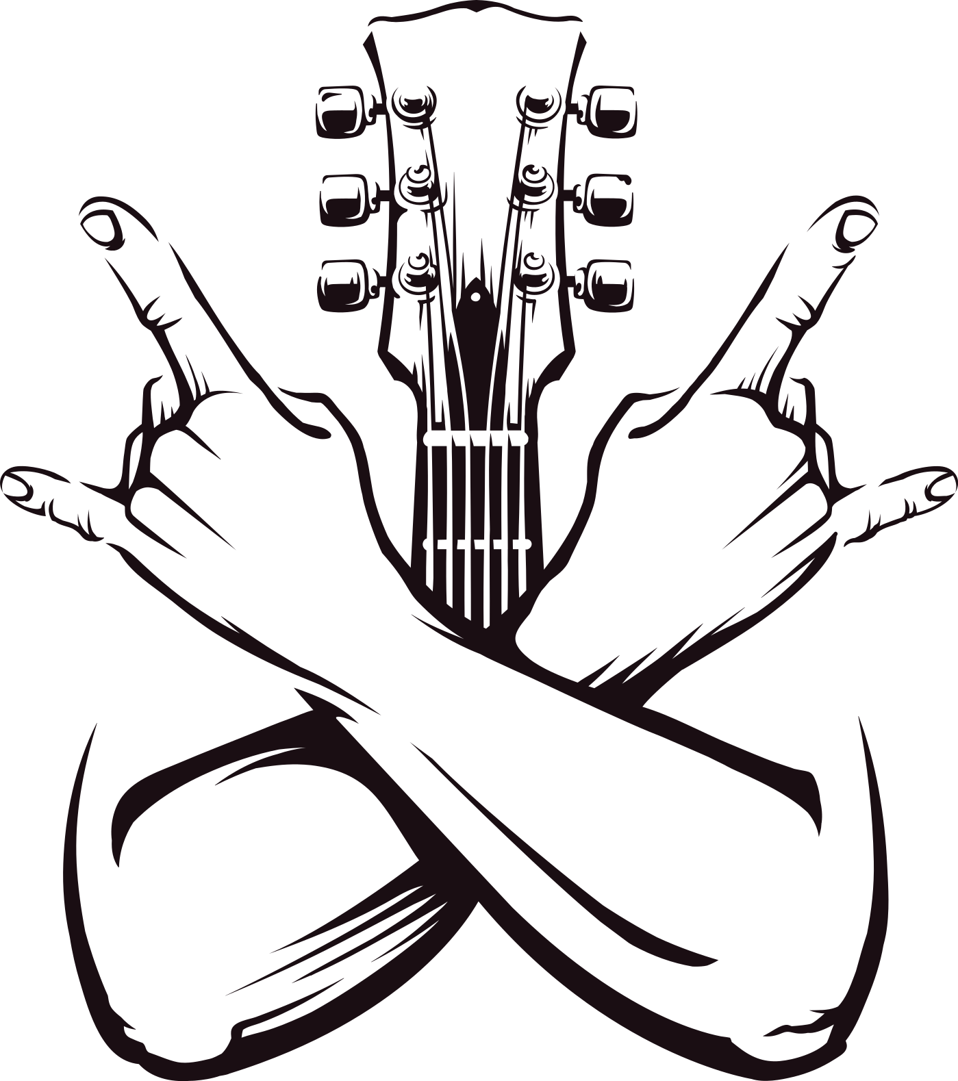 Music poster crossed hands rock sign - TenStickers