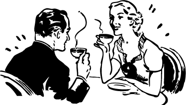 Vintage poster couple having coffee - TenStickers