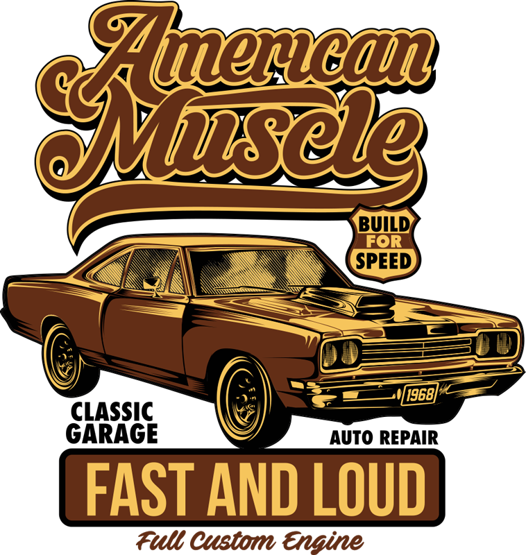 Vintage poster american classic car wall decal - TenStickers