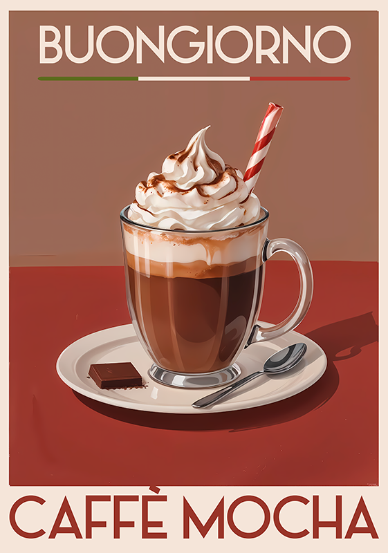 Vintage poster mocha coffee art print - TenStickers