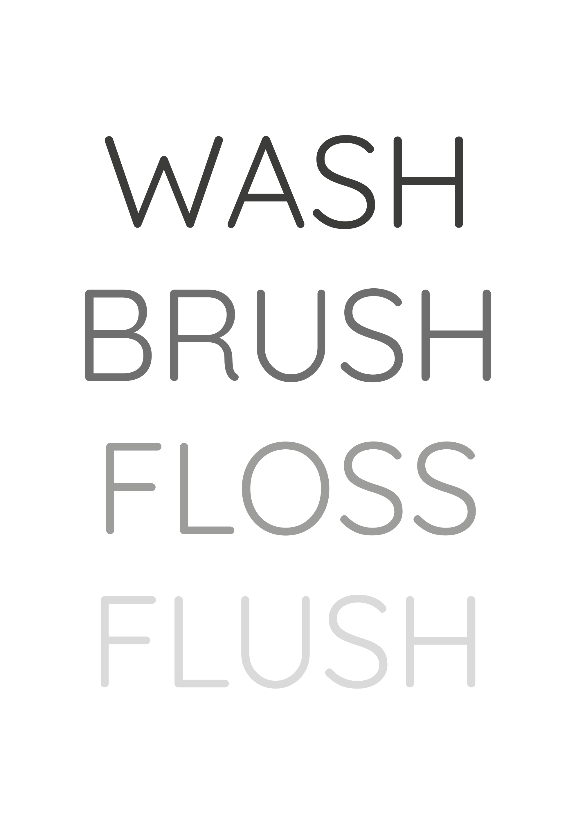 Quote poster for clean, brush, floss, flush - TenStickers