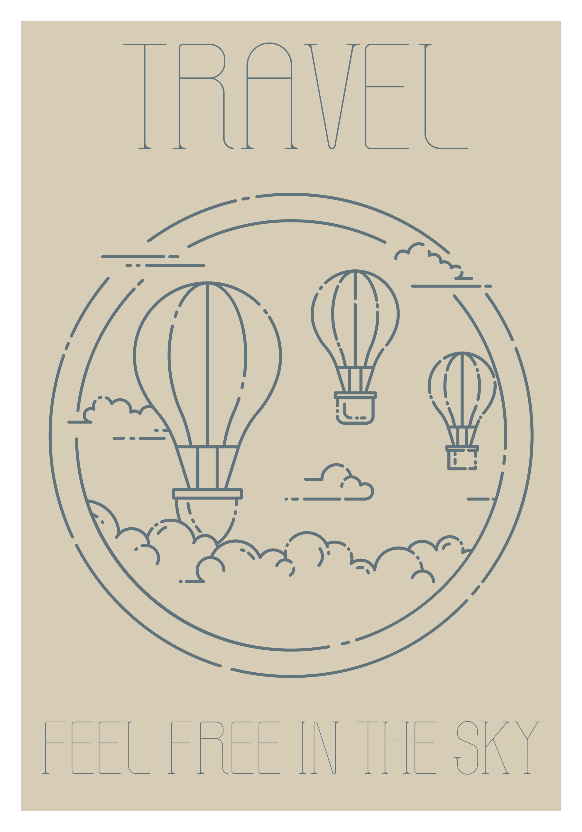 Quote poster minimalist hot air balloon - TenStickers