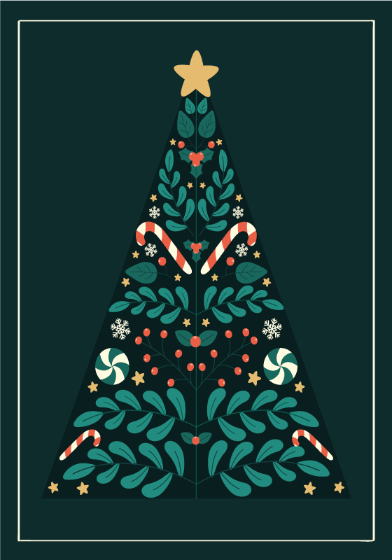 Christmas poster christmas tree artwork - TenStickers