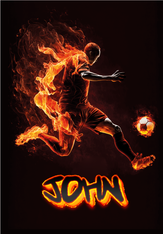 Football poster: soccer player on fire - TenStickers