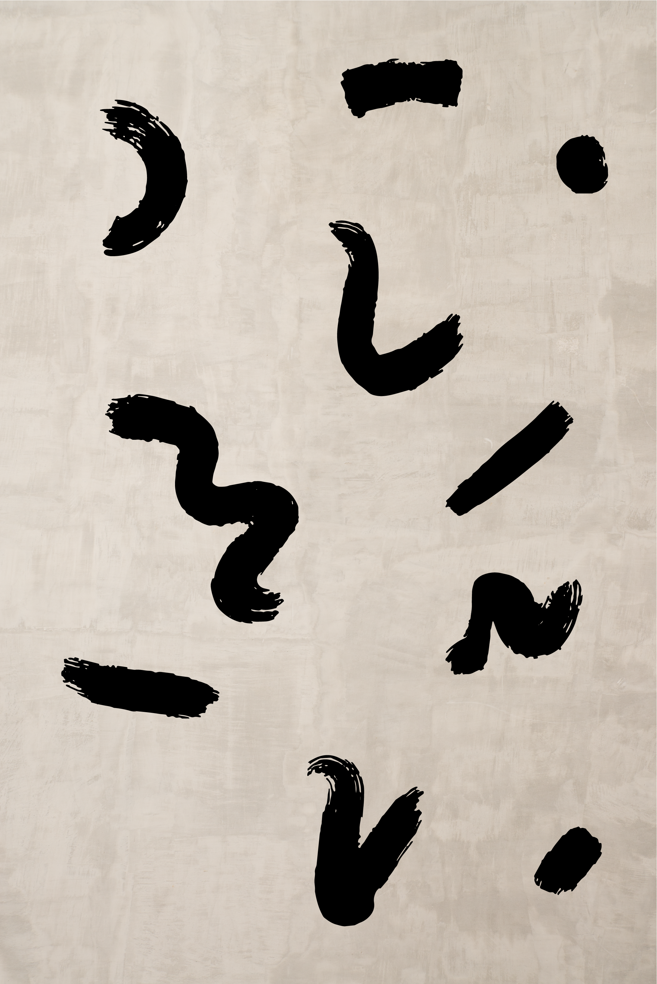 Art poster of black brush shapes - TenStickers