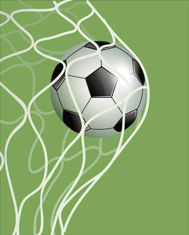 Football poster ball in motion hitting the goal - TenStickers