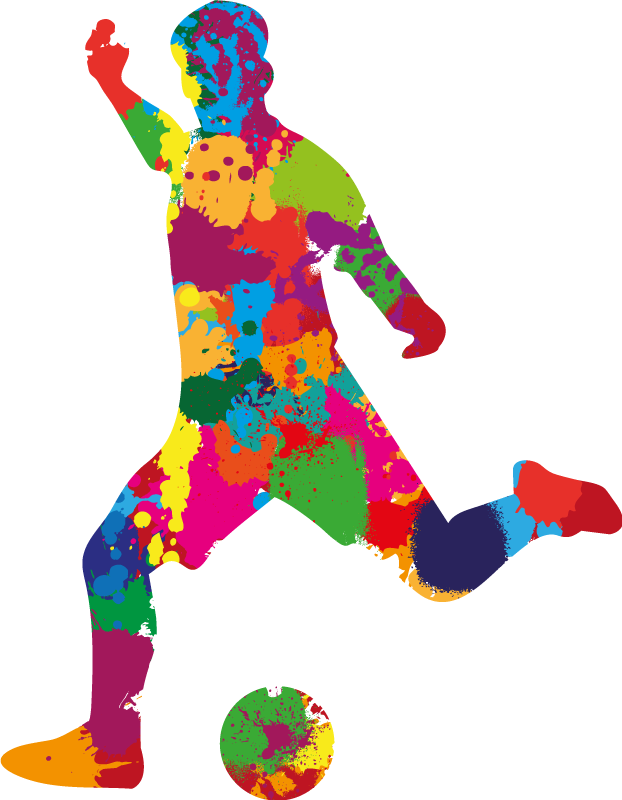 Football poster featuring vibrant player splash colors - TenStickers