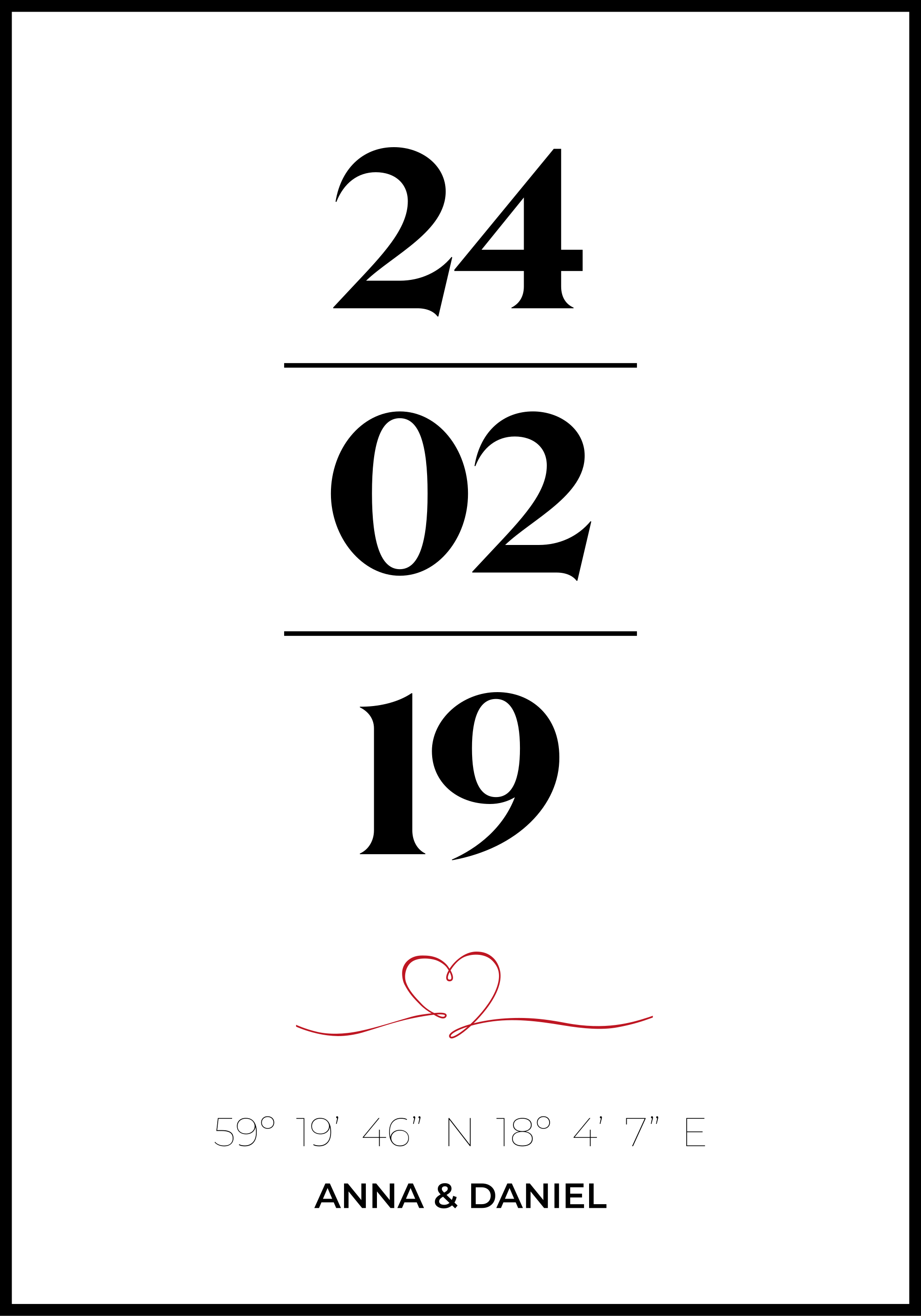 Coordinates of love customisable poster wall - TenStickers