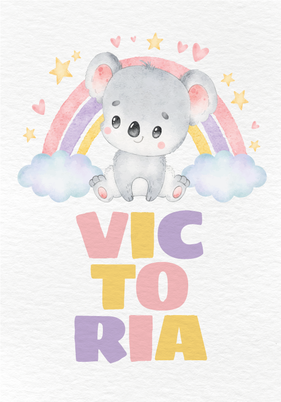  Koala and Rainbow nursery poster - TenStickers