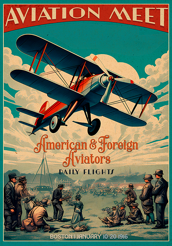 Aviation meet vintage poster - TenStickers