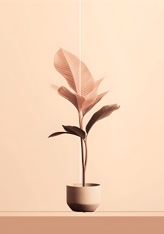 vertical plant in beige colors minimalist poster - TenStickers