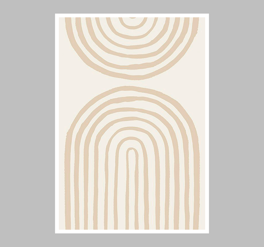 Soft lines in beige abstract poster - TenStickers