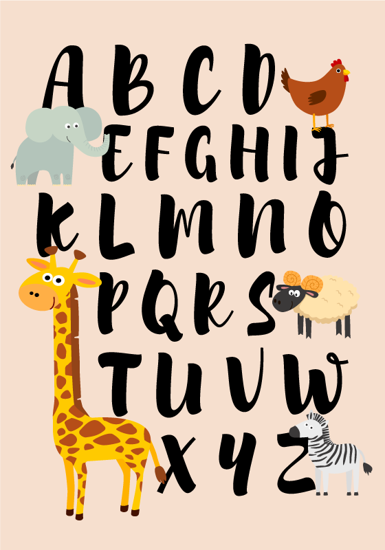 Animals with alphabet nursery poster - TenStickers