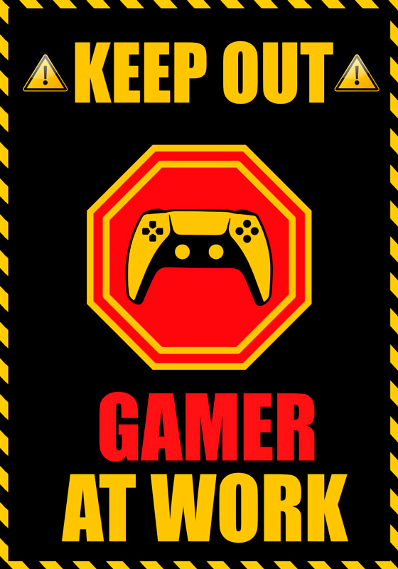 "Gamer" at work video game poster - TenStickers