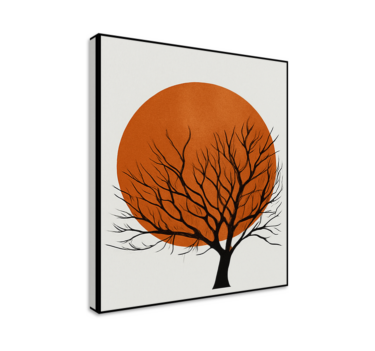 Golden sunset silhouette tree canvas wall art - TenStickers