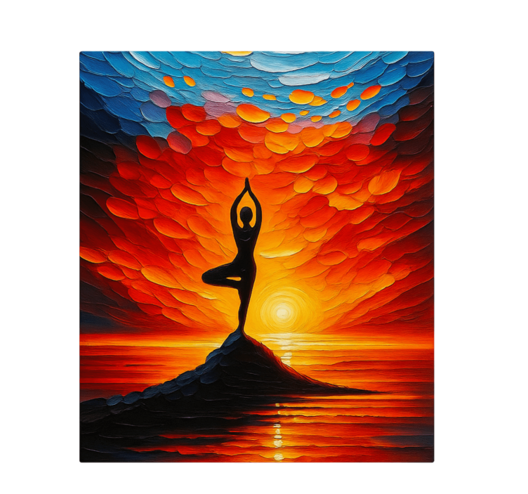 Yoga mosaic with sun sports canvas art - TenStickers