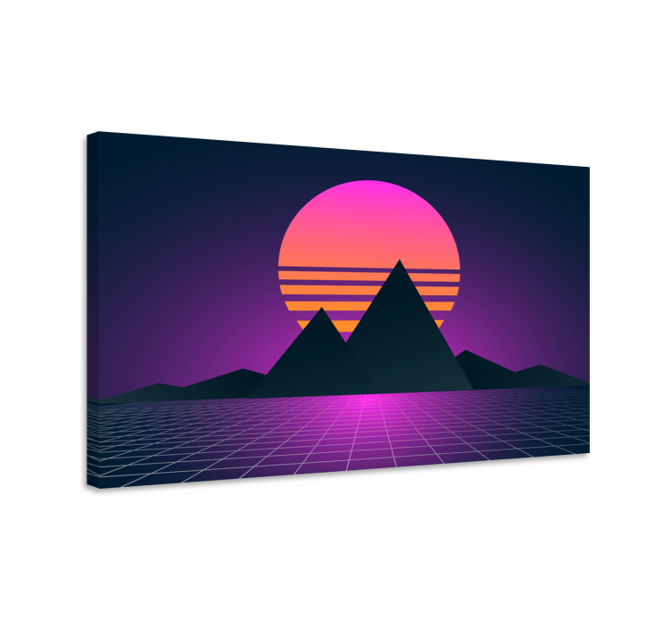 Synthwave Mountainscape retro canvas - TenStickers