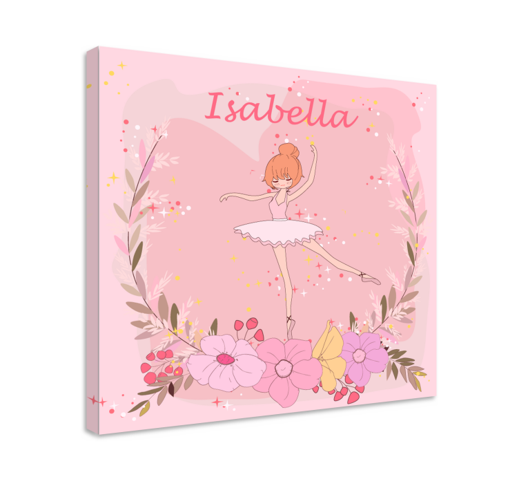 Personalised Floral Ballerina Canvas - TenStickers