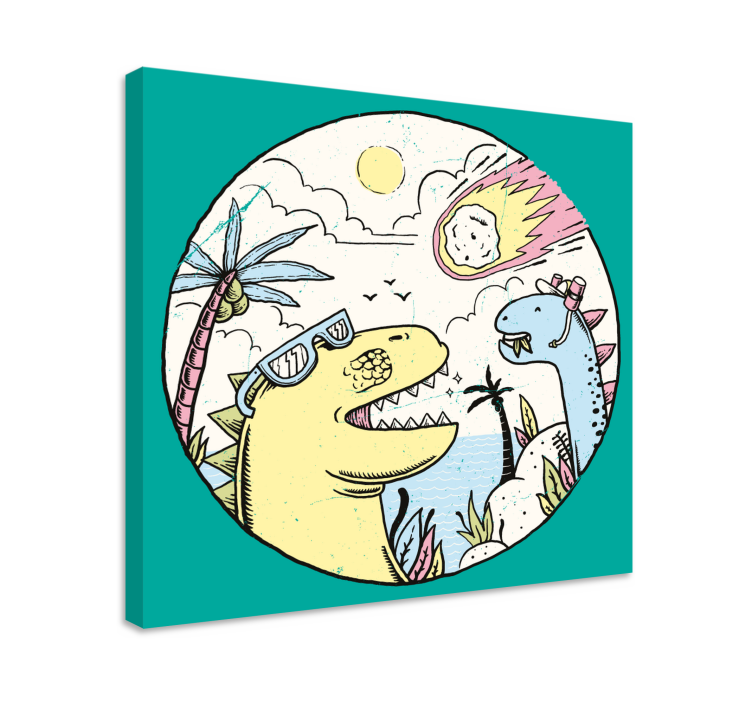 Dinosaurs falling meteorite canvas prints - TenStickers