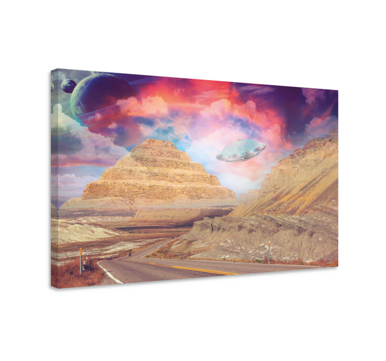 Ornamental canvas print mysterious mountain scene - TenStickers