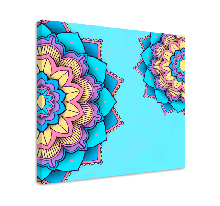 Two colorful  patterned mandala canvas wall art - TenStickers