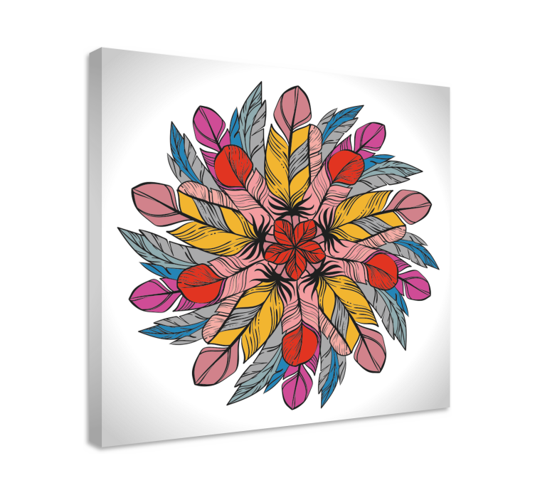 Colorful Feather Mandala Ornamental canvas print - TenStickers