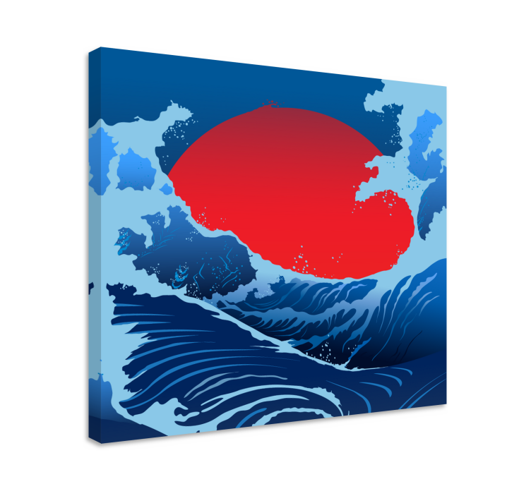 Landscape canvas red sun waves - TenStickers