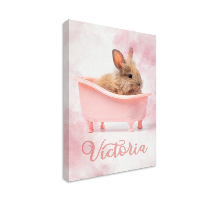 Bathing baby bunny nursery canvas - TenStickers