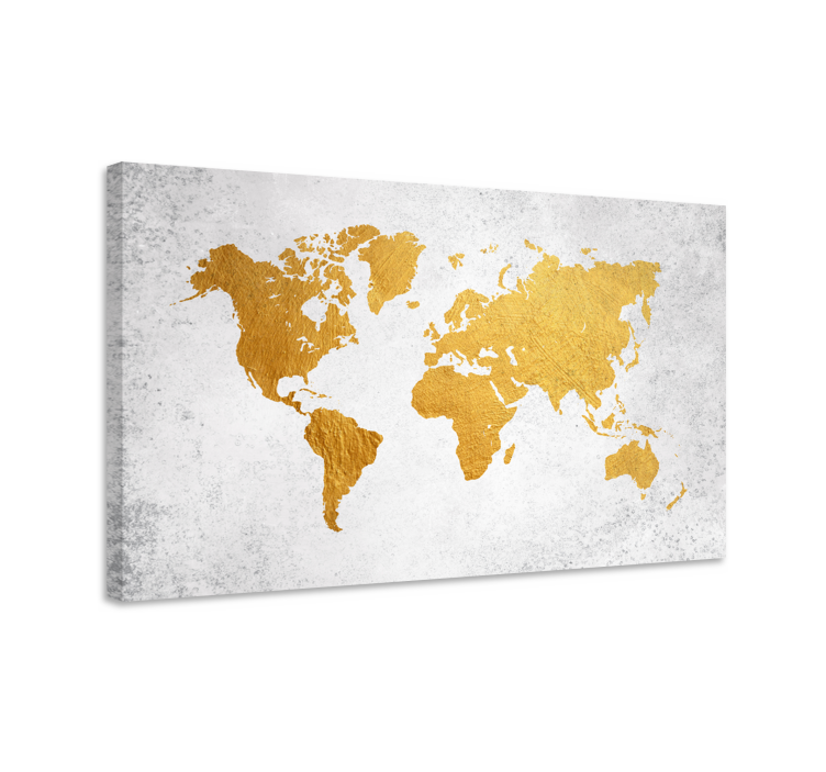 Mapamundi dorado world map canvas - TenStickers