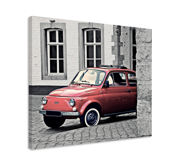 Retro canvas vintage crimson automobile - TenStickers