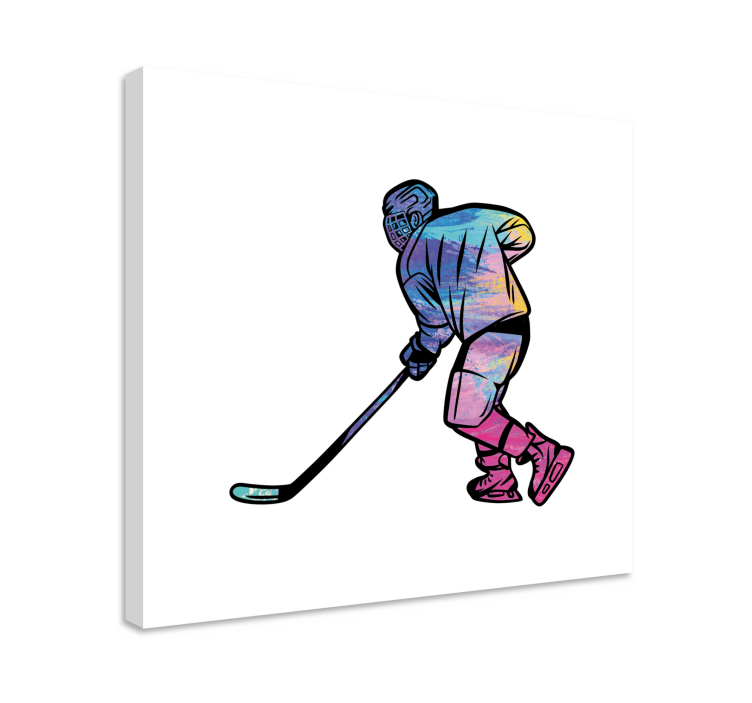 Sports canvas art hockey player in motion - TenStickers