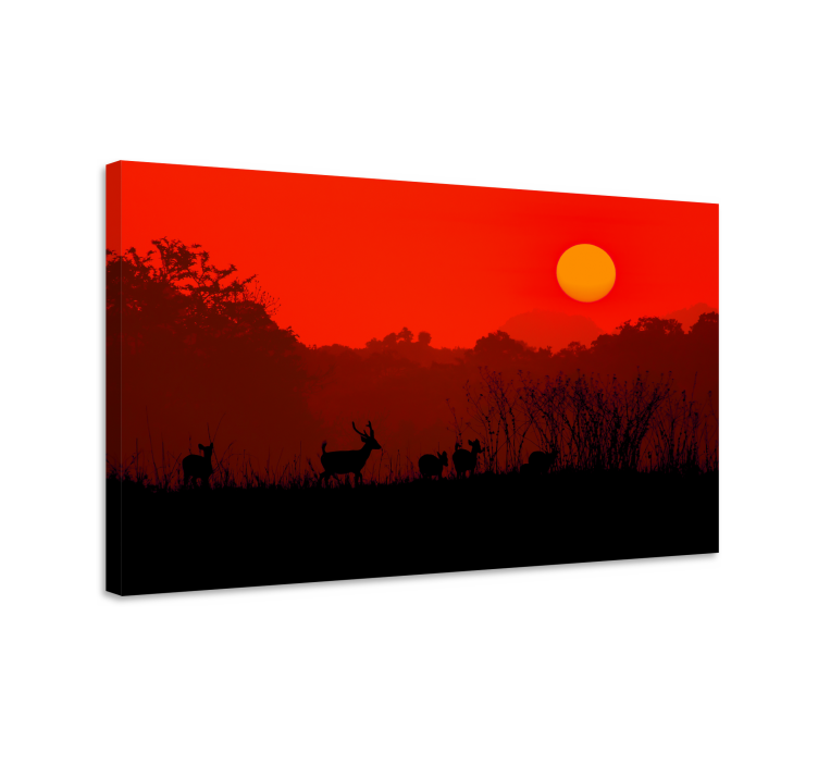 Stag canvas silhouette of stag at sunset - TenStickers
