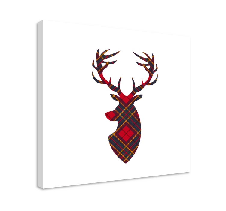 Stag canvas plaid stag head - TenStickers
