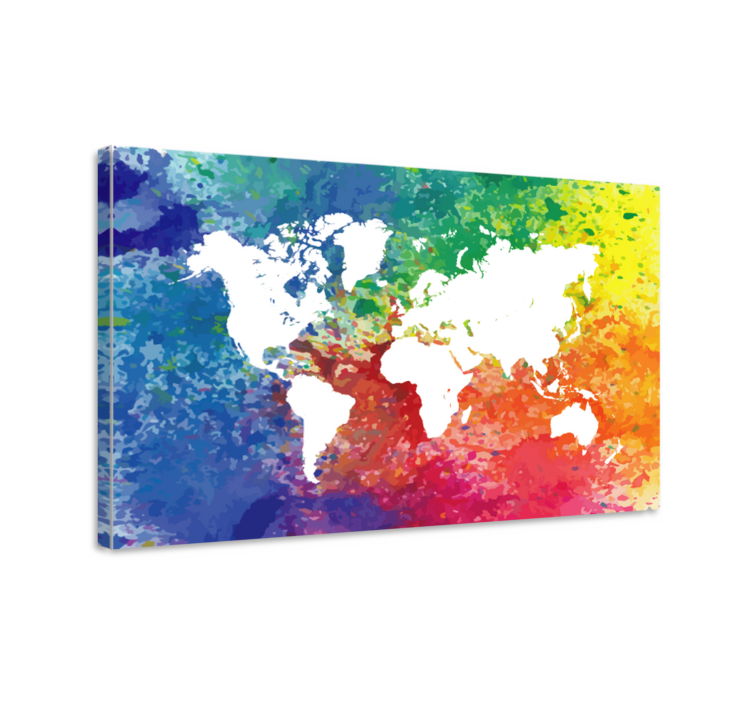 World map wall art colorful abstract map - TenStickers