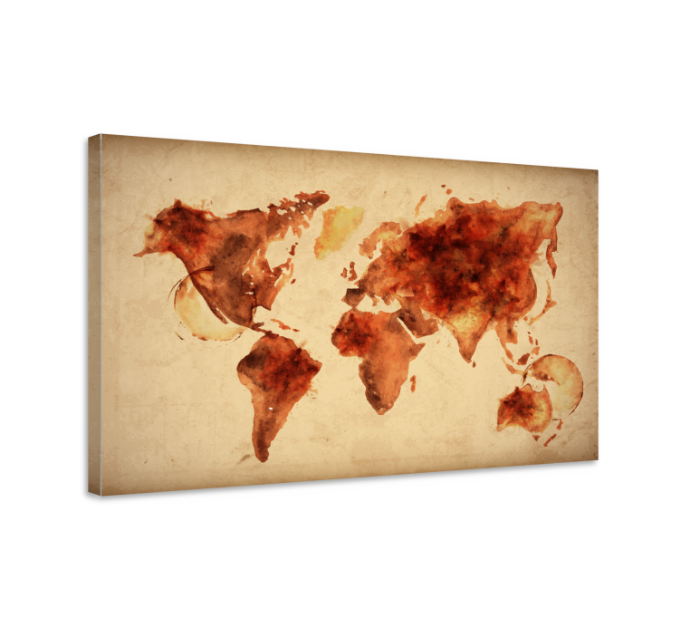 Watercolour  world map canvas - TenStickers