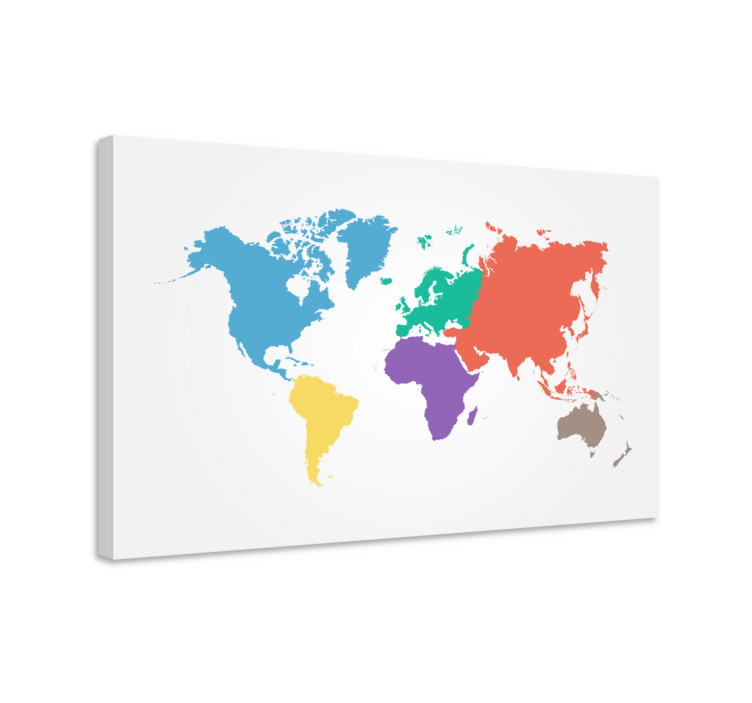 World map wall art colorful world outline - TenStickers