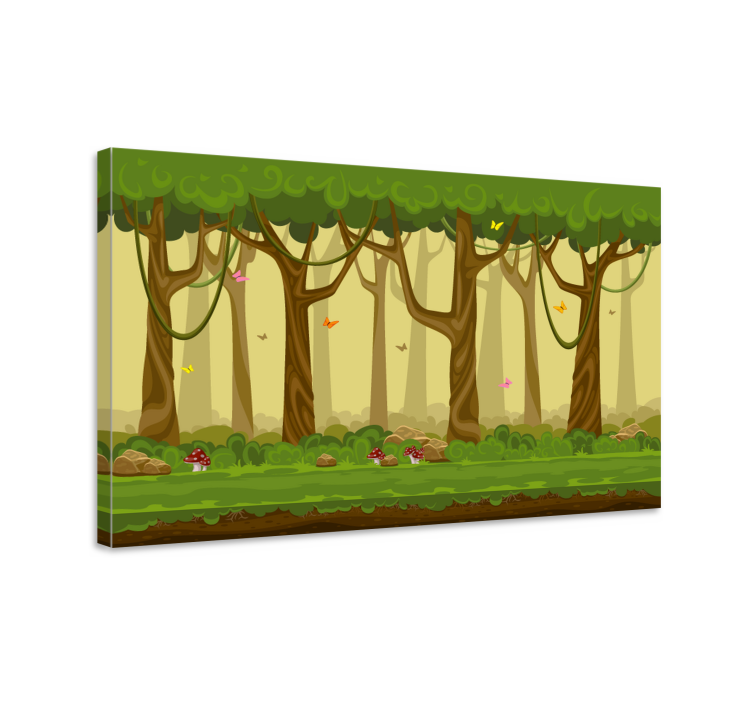 Forest cartoon Tree wall art canvas - TenStickers