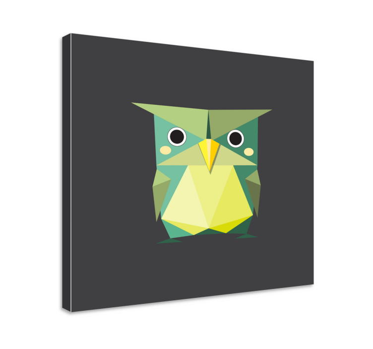Geometric green owl animal canvas wall art - TenStickers