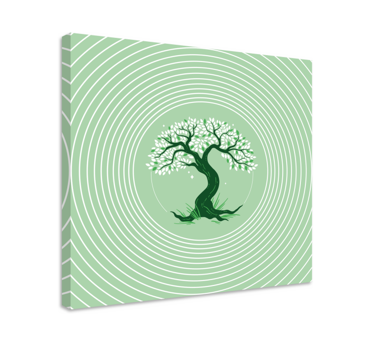 Big green hand drawn Tree wall art canvas - TenStickers