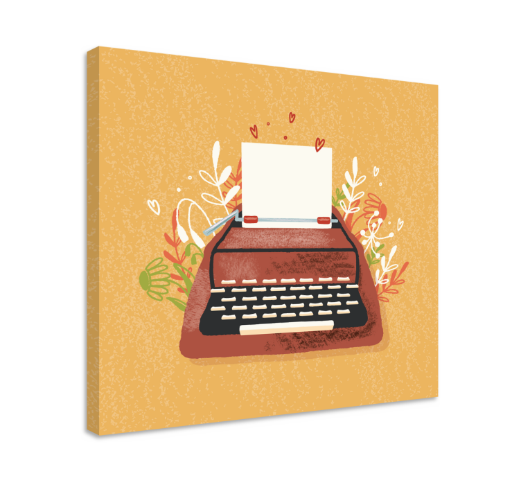 Red typewriter with flowers canvas - TenStickers