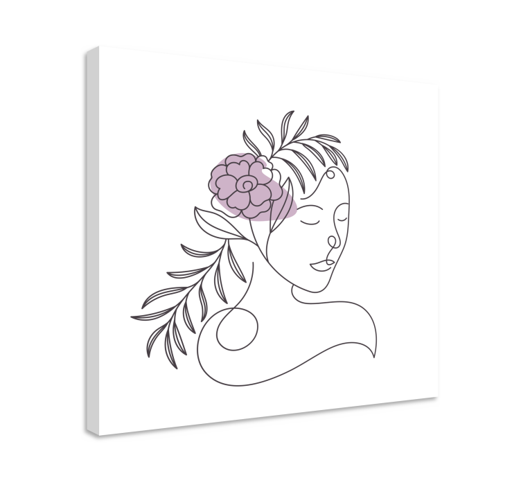 Drawn of woman face with flowers flower canvas - TenStickers