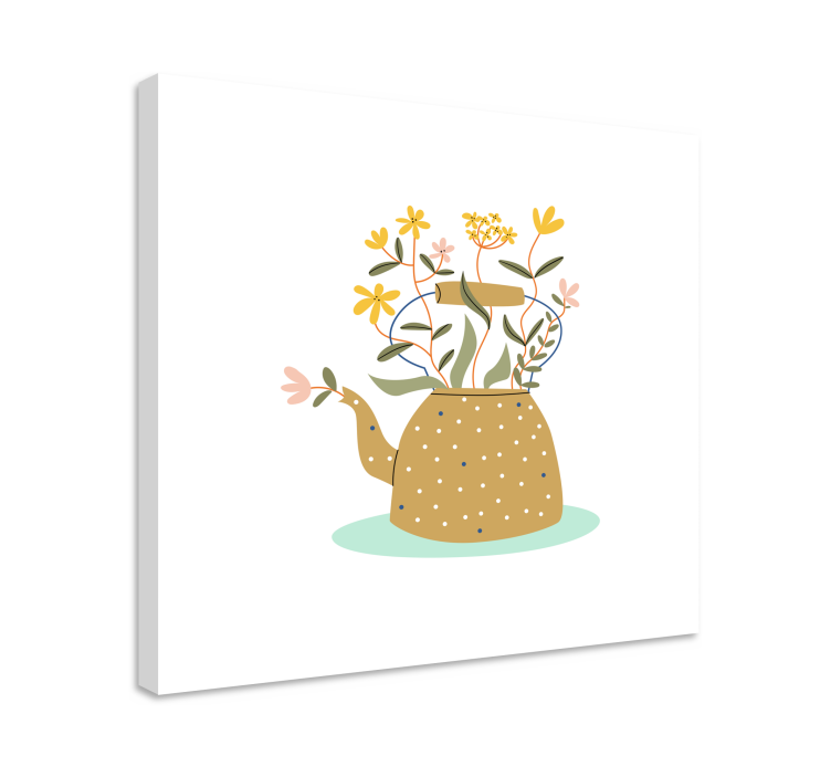 Flowers canvas teapot with blooms - TenStickers