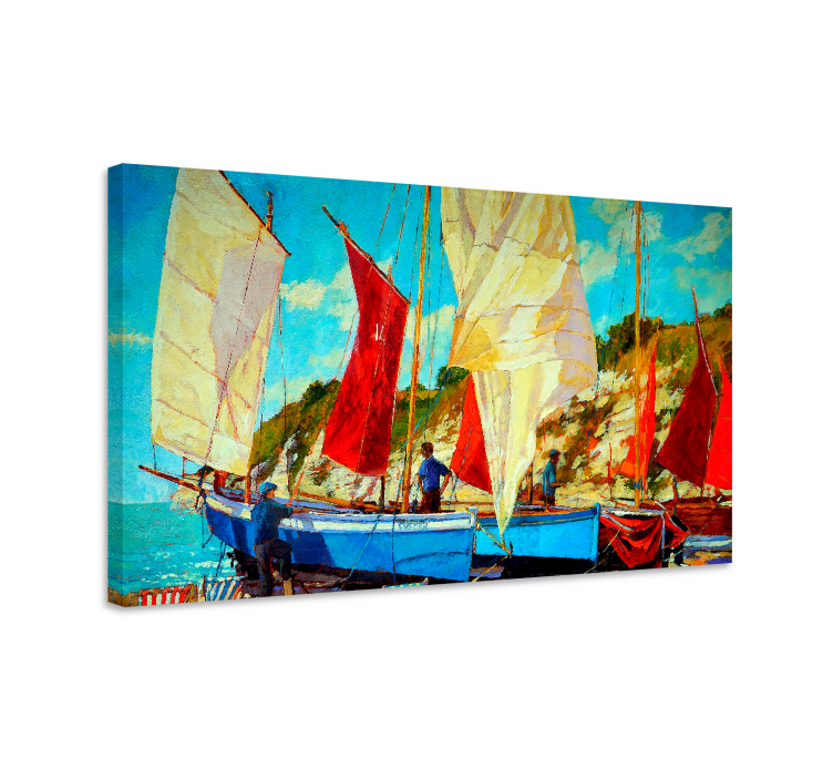 Three boats on the water Nautical canvas print - TenStickers