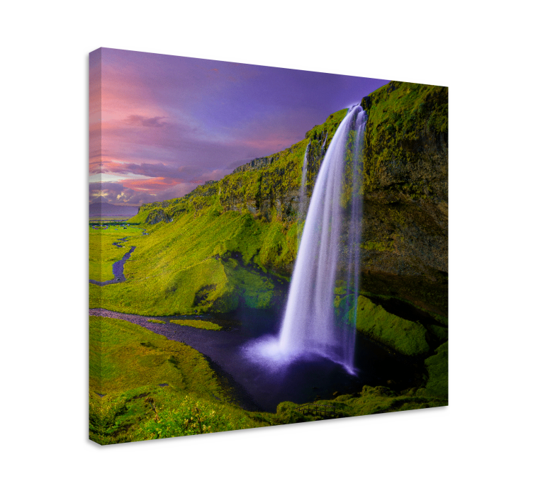 Mountains with waterfall landscape canvas - TenStickers