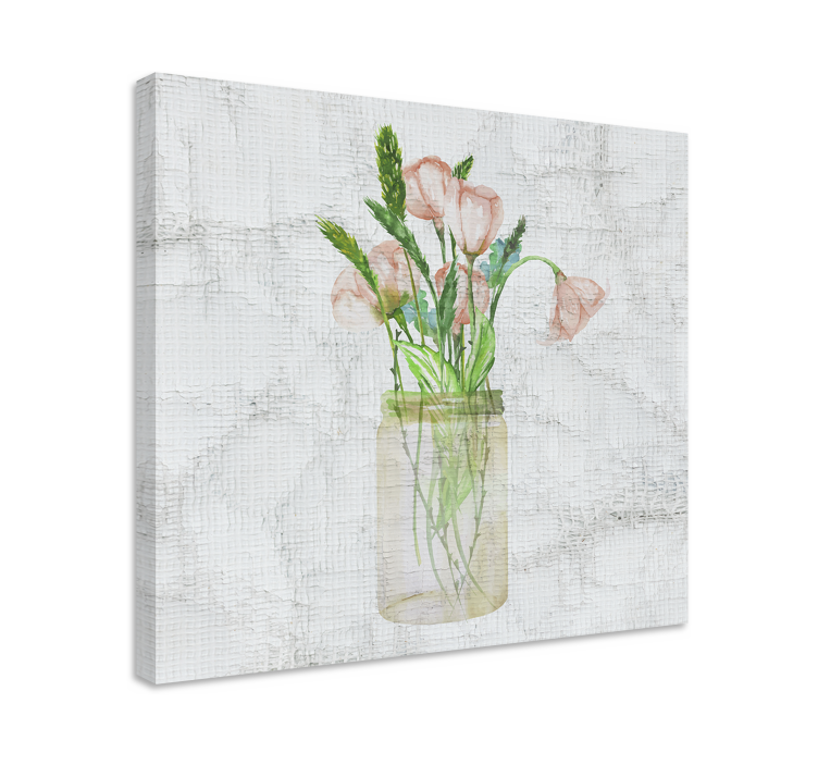 Flowers canvas pink flower jar artwork - TenStickers