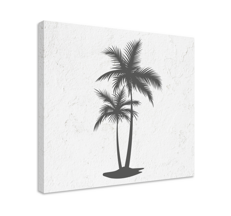 Two palm trees on a white background canvas - TenStickers