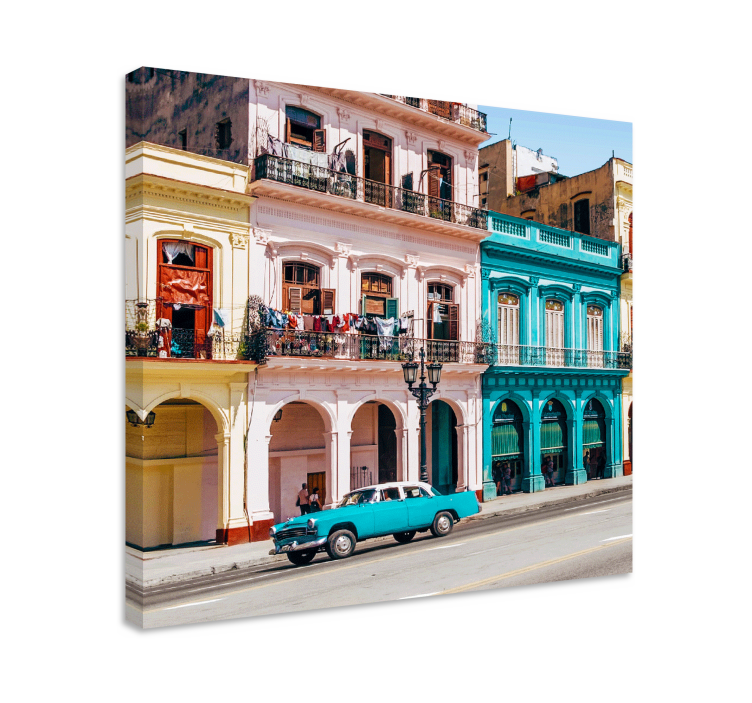 Cityscape wall art colorful havana streets - TenStickers