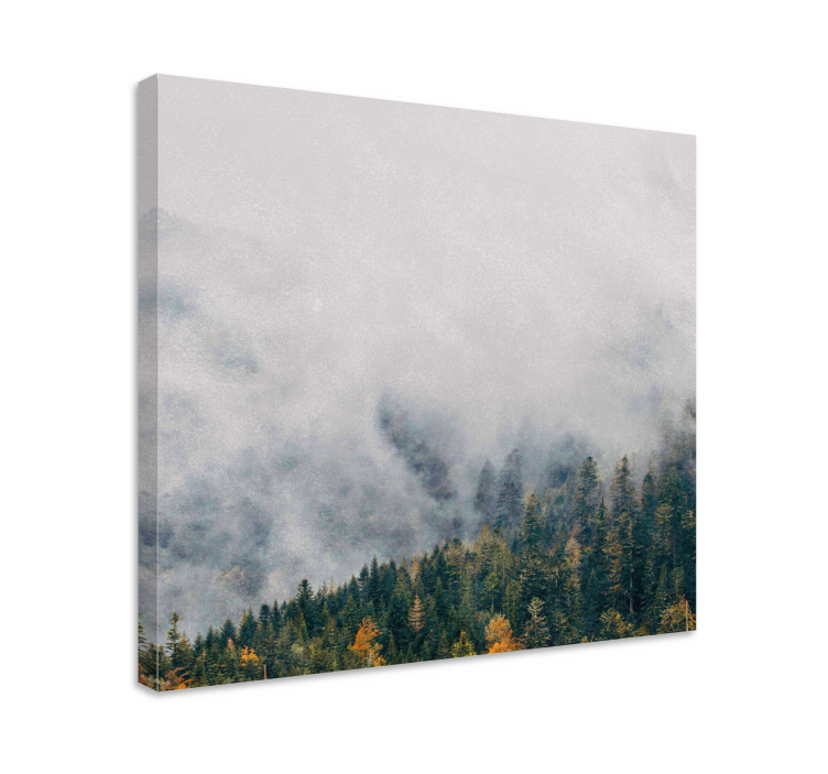 Misty forest landscape tree canvas wall art - TenStickers